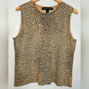 Josephine Chaus LG Tank Top Silk Blend leopard print Tan Black Office Layering
